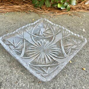 WEDDING? ANNIVERSARY? VINTAGE CUT GLASS SQUARE BOWL